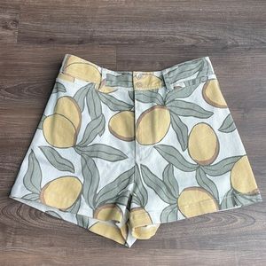 Rebecca Taylor Lemon Print Stretch Cotton Shorts